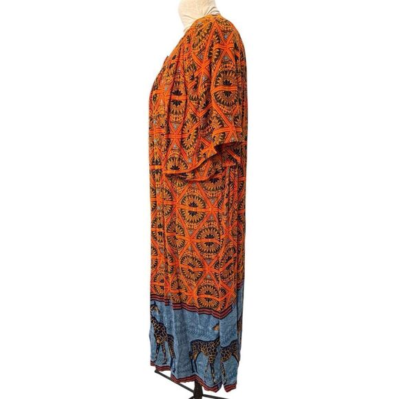 Go Softly Patio Dress Plus Sz. 1X Giraffe Flounce Sleeves Lightweight Packable - Picture 5 of 11